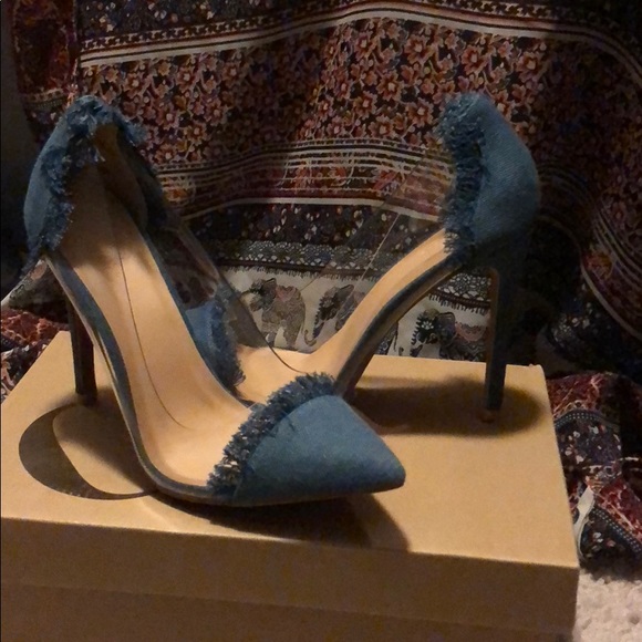 Charlotte Russe Shoes - Jean and clear heels ***FITS LIKE AN 8***